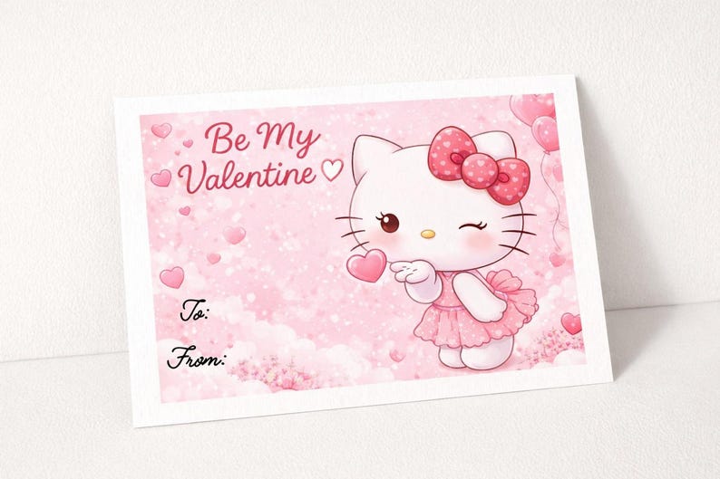 Kitty Valentine’s Day Printable Cards | Cute Kawaii Valentine Card ...
