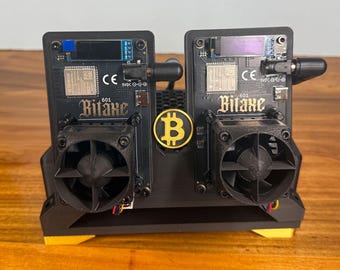 Dual Bitaxe Gamma 601 / 602 Display Stand + Meanwell PSU Mount