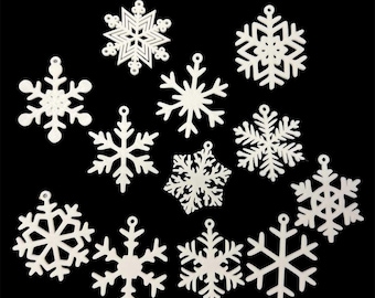 12-Pack Medium Size Snowflake Ornaments – White
