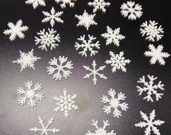 24-Pack Snowflake Ornaments – White