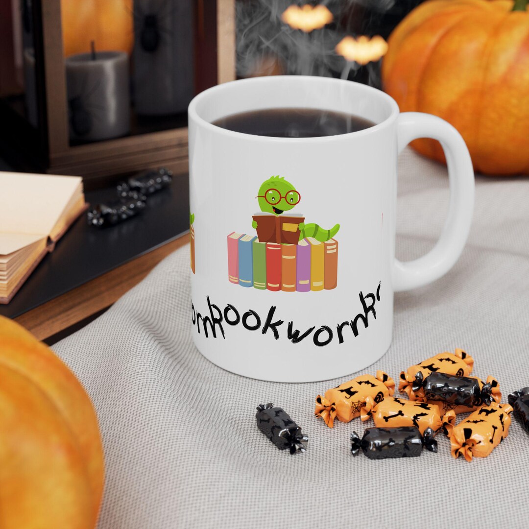 Reading Worms Stack of Books Mug | Cute Bookworm Ceramic Mug - Etsy