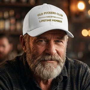 Old Fuckers Club geborduurde verontruste baseballpet, Bitter Lifetime Member-hoed