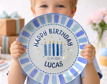 Personalized Birthday Boy Plate Custom Name Ceramic Plate Food Safe Kids Birthday Keepsake Gift Boy Birthday Decor P41OTC0