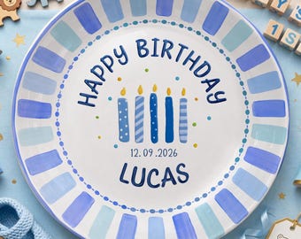 Personalized Birthday Boy Plate Custom Name Ceramic Plate Food Safe Kids Birthday Keepsake Gift Boy Birthday Decor P41OTC0
