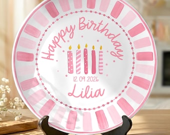 Personalized Birthday Girl Plate Custom Name Kids Birthday Gift Ceramic Keepsake Plate Food Safe Birthday Decor P481HC0