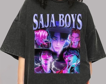 Kpop Demon Hunters Costume Adult NEFIYLUXP Kpop Demon Hunters Saja Boys Bootleg Style Printed T-shirt Saja Boys Costume
