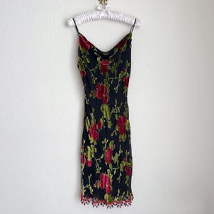 Vintage Betsey Johnson floral burnout velvet cowl neck dress