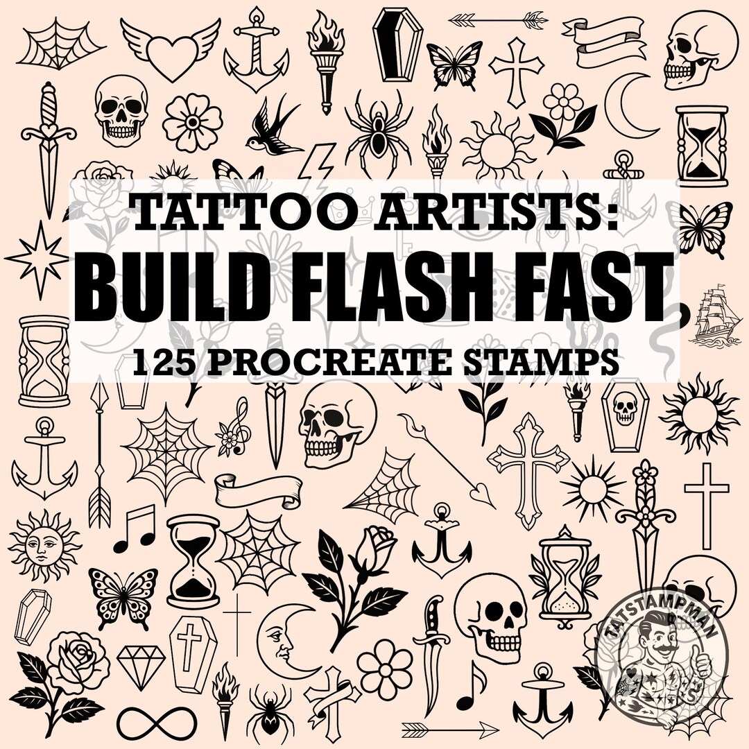 125 Traditional Tattoo Stamps - Old School Procreate Brush Set (digital ...
