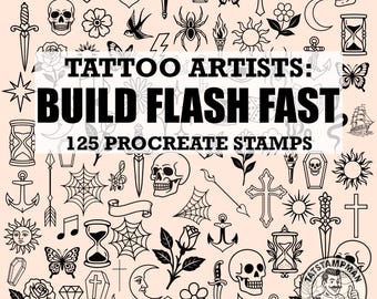 125 Traditional Tattoo Stamps - Old School Procreate Brush Set (Digital Download)