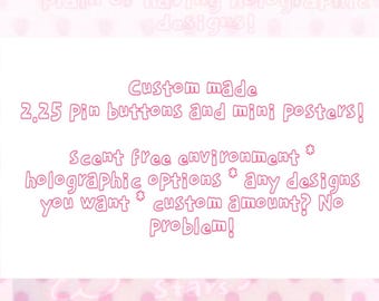 Custom 2.25" Pin Buttons and Mini Poster Sets, Fandom and OCs, Yumeshipping, Oshikatsu
