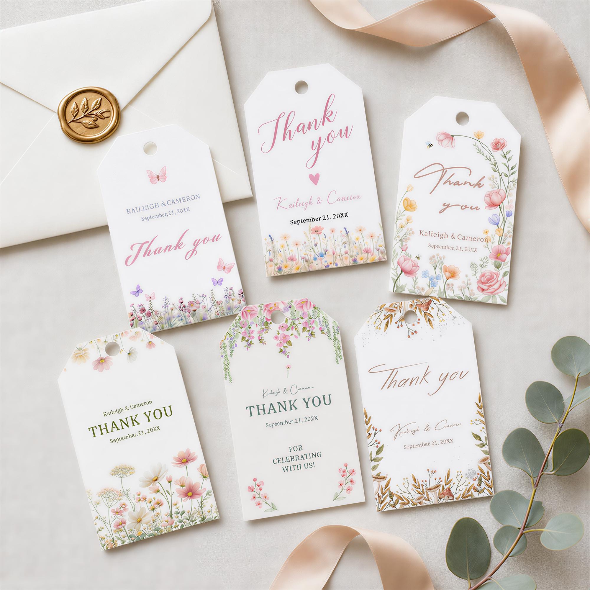 Personalized Floral Wedding Favor Tag