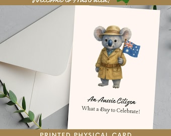 Welcome to Australia Physical Card | Koala Flag Australian Citizenship Card | Congrats on Becoming an Australian Citizen | New Citizen Gift