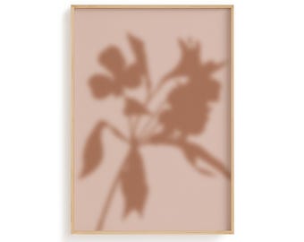 Botanical Shadow Art Print, Moody Abstract Floral Wall Decor (Physical Print)