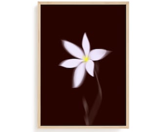 White Flower Wall Art, Burgundy Floral Print, Minimalist Botanical Poster, Modern Flower Artwork, Scandinavian Wall Decor
