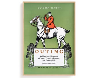 Art Deco Horse Riding Poster, Equestrian Magazine Cover Print, Country Life Decor (Physical Poster)
