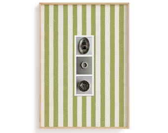 Green Stripe Wall Art, Vintage Still Life Photography, Cottagecore Decor (Physical Poster)