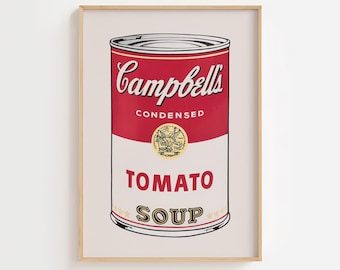 Campbell's Tomato Soup Pop Art Print, Warhol Inspired Kitchen Decor (Digital Download)
