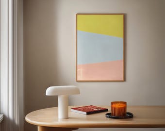 Pastel Geometric Print, Scandinavian Color Block Wall Art, Modern Abstract Poster