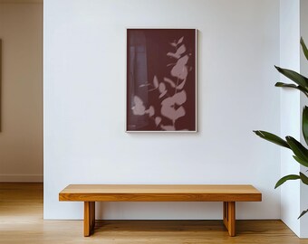 Botanical Shadow Print, Dusty Blush Leaf Silhouettes, Rosewood Modern Decor
