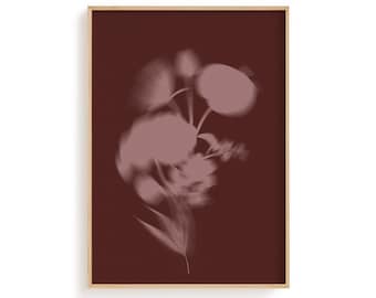 Botanical Shadow Art Print, Moody Abstract Light Play Wall Decor, Blurred Nature Poster