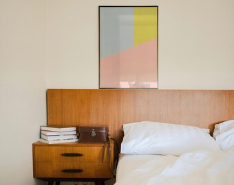 Pastel Geometric Print, Color Block Wall Art, Scandinavian Decor Poster