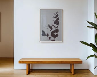 Arte mural botánico minimalista, póster en beige neutro, decoración orgánica moderna, estilo artístico melancólico.