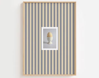 Minimalist Egg Print, Soft Green Stripes, Vintage Poster (Digital Download)