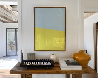 Abstract Color Field Print, Blue Yellow Minimalist Poster, Scandinavian Decor