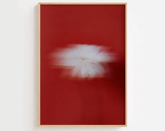 Abstract Red Floral Print, Minimalist Botanical Art, Motion Blur Poster (Digital Download)
