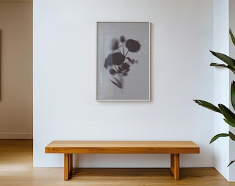 Estampado minimalista de vainas de semillas botánicas, arte de pared en tonos neutros de piedra.