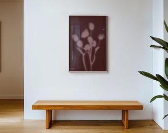 Lámina botánica silvestre de palo de rosa, póster floral en sombra, decoración orgánica de terracota.