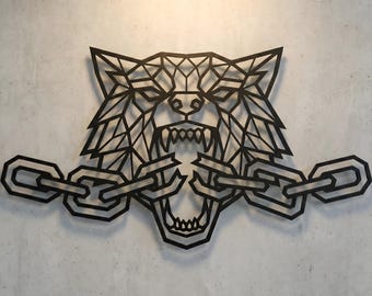 Geometric Wolf Metal Wall Art | Fenrir Viking Decor | Norse Mythology Sign | Dark Industrial Goth Aesthetic | Gift for Him | 18 Gauge