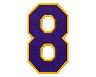 Retro Number 8 KOBE Sticker, Purple Gold Jersey Vinyl Decal