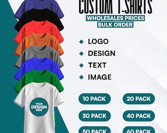 Bulk Custom Logo T-Shirts, Business Tee, Personalized Company Tees, Wholesale Work Shirts for Employees, personalize Brand Apparel