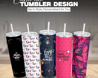 Personalized 20oz Skinny Tumbler, Custom Name Logo, Stainless Steel Insulated (White Blank)