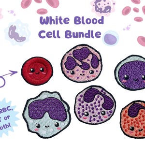 Bundle and Save!  Embroidered White Blood Cell Bundle – Pin or Magnet