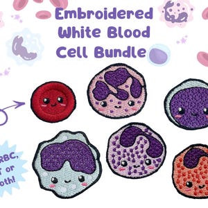 Bundle and Save!  Embroidered White Blood Cell Bundle – Pin or Magnet
