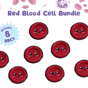 Bundle and Save! Embroidered Red Blood Cell Bundle of 8 - Pin, Magnet, or Iron-On Patch
