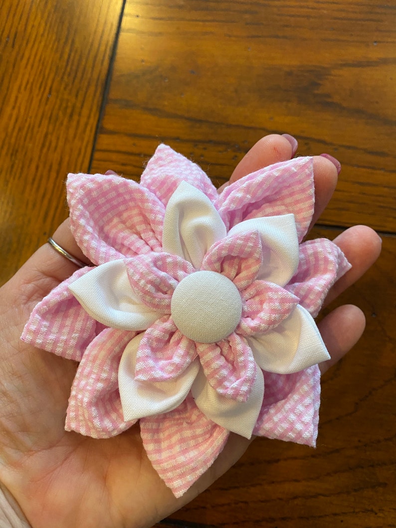 Phoebe\u2019s Pink Seersucker Hair bow