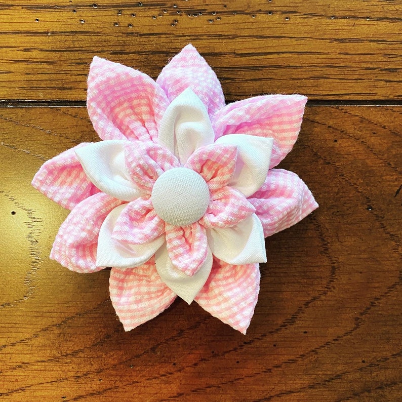 Phoebe\u2019s Pink Seersucker Hair bow