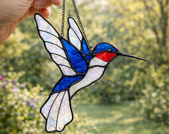 Atrapasueños de colibrí de vidrio de colores, regalo para colgar en la ventana, regalo para el Día de la Madre, San Valentín