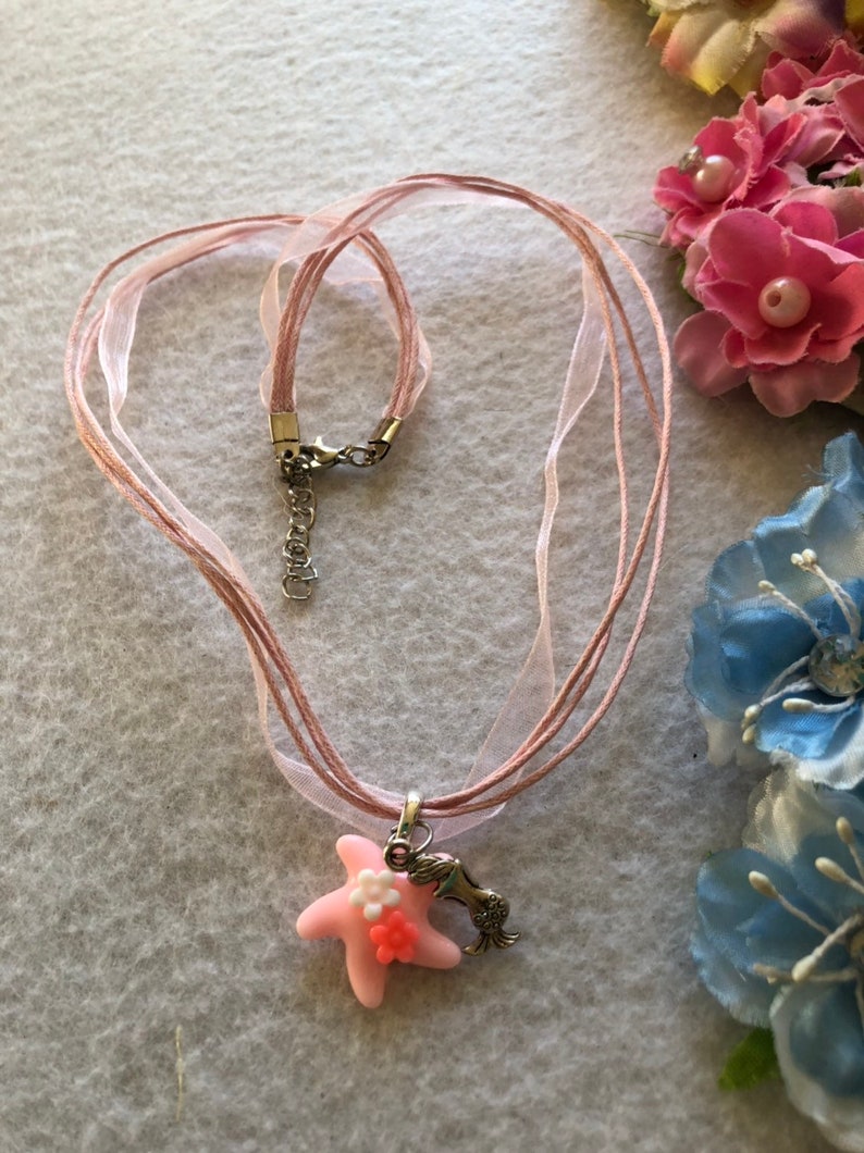10 Mermaid Star Necklaces Party Favors.