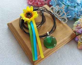 Anna Set of Necklace, Sunflower and Crown