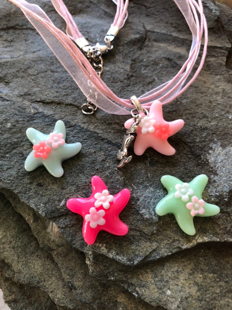 10 Mermaid Star Necklaces Party Favors.