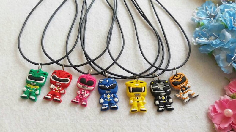 10 Power Rangers Silicone Necklaces