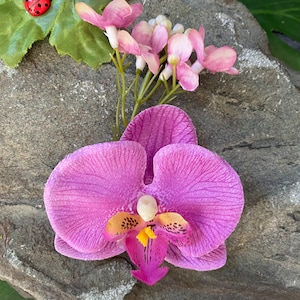 Orchid flower hair pin