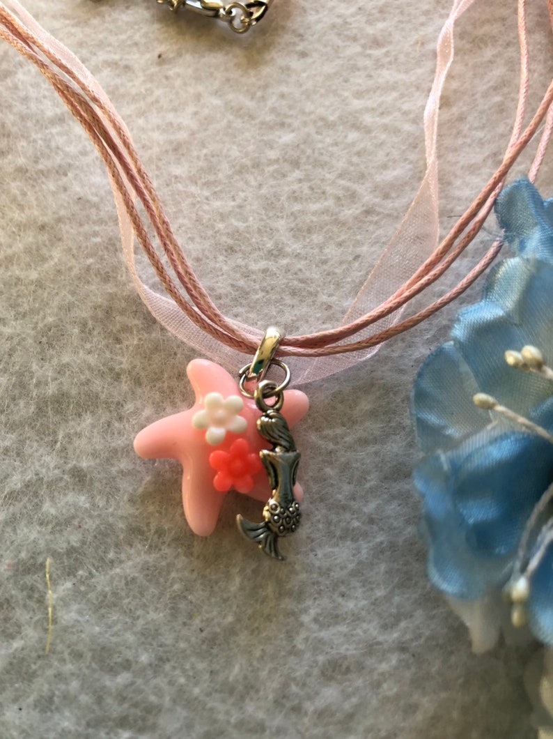 10 Mermaid Star Necklaces Party Favors.