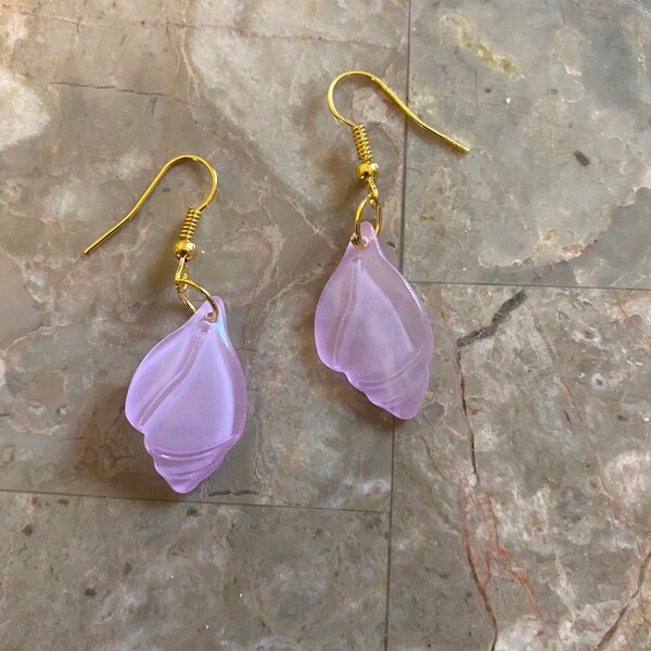 Purple Shell Earrings Etsy