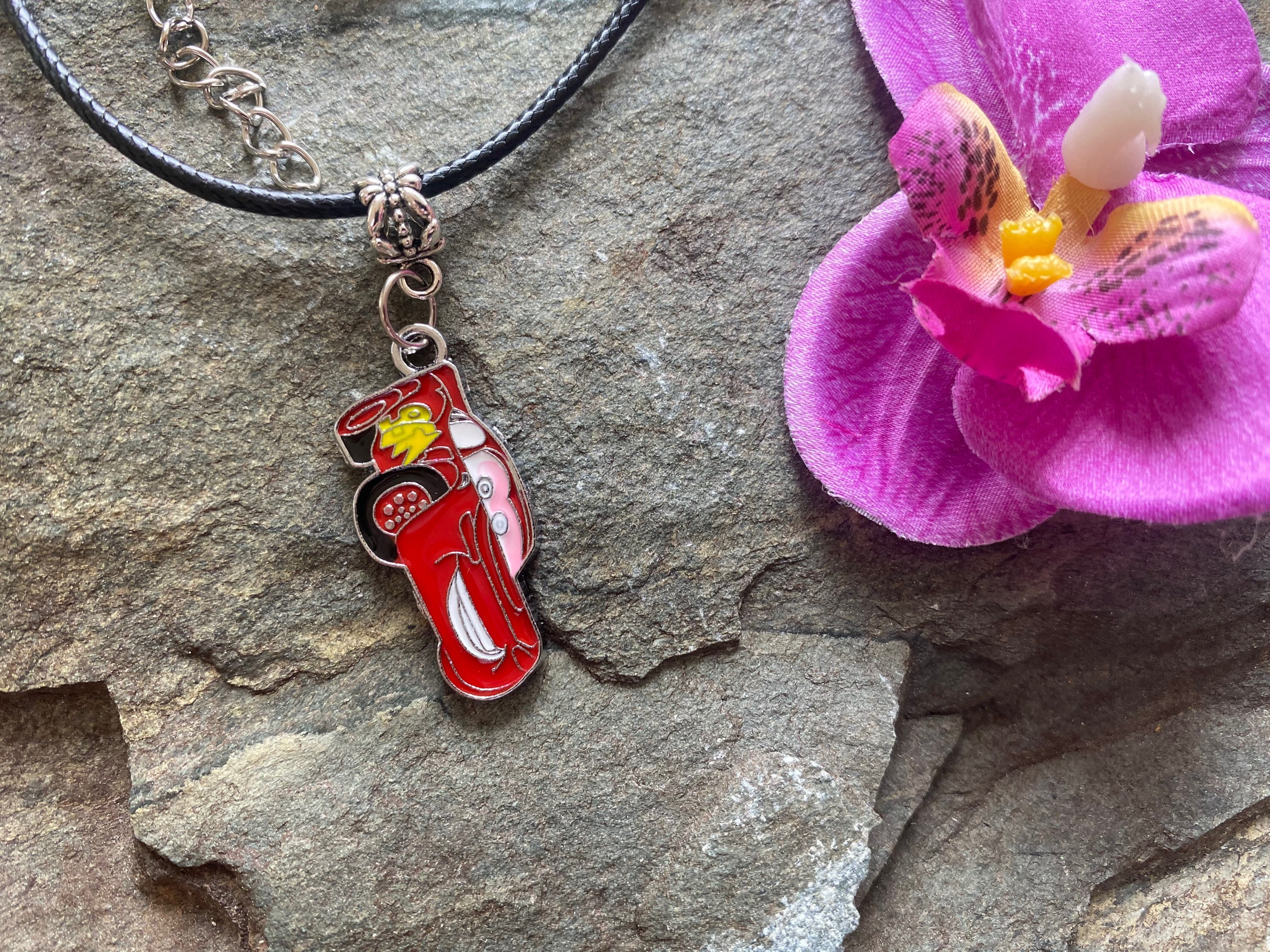 Lightening McQueen from Cars Bubble Gum Bead Necklace