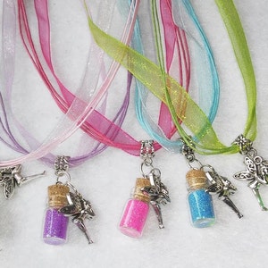 Pretty Magical Powder - Handmade Glass Vial Necklace. Fast shipping from USA. Gift Free Printable Tooth Fairy Letter